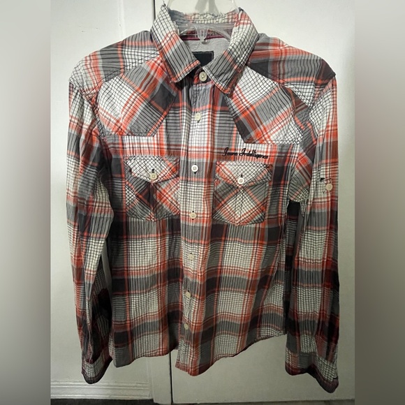 Jack & Jones Other - Men’s Orange Plaid Jack & Jones Button-Down Shirt Size Small S